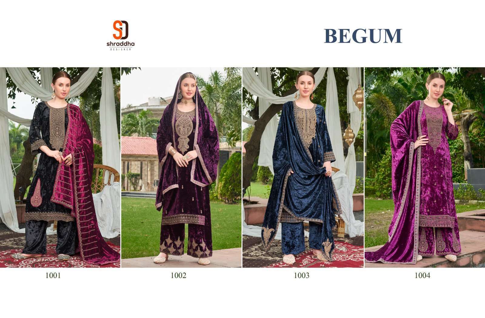 SHRADDHA BEGUM DESIGNER PURE VELVET SUIT CATALOG EXPORTER 2024