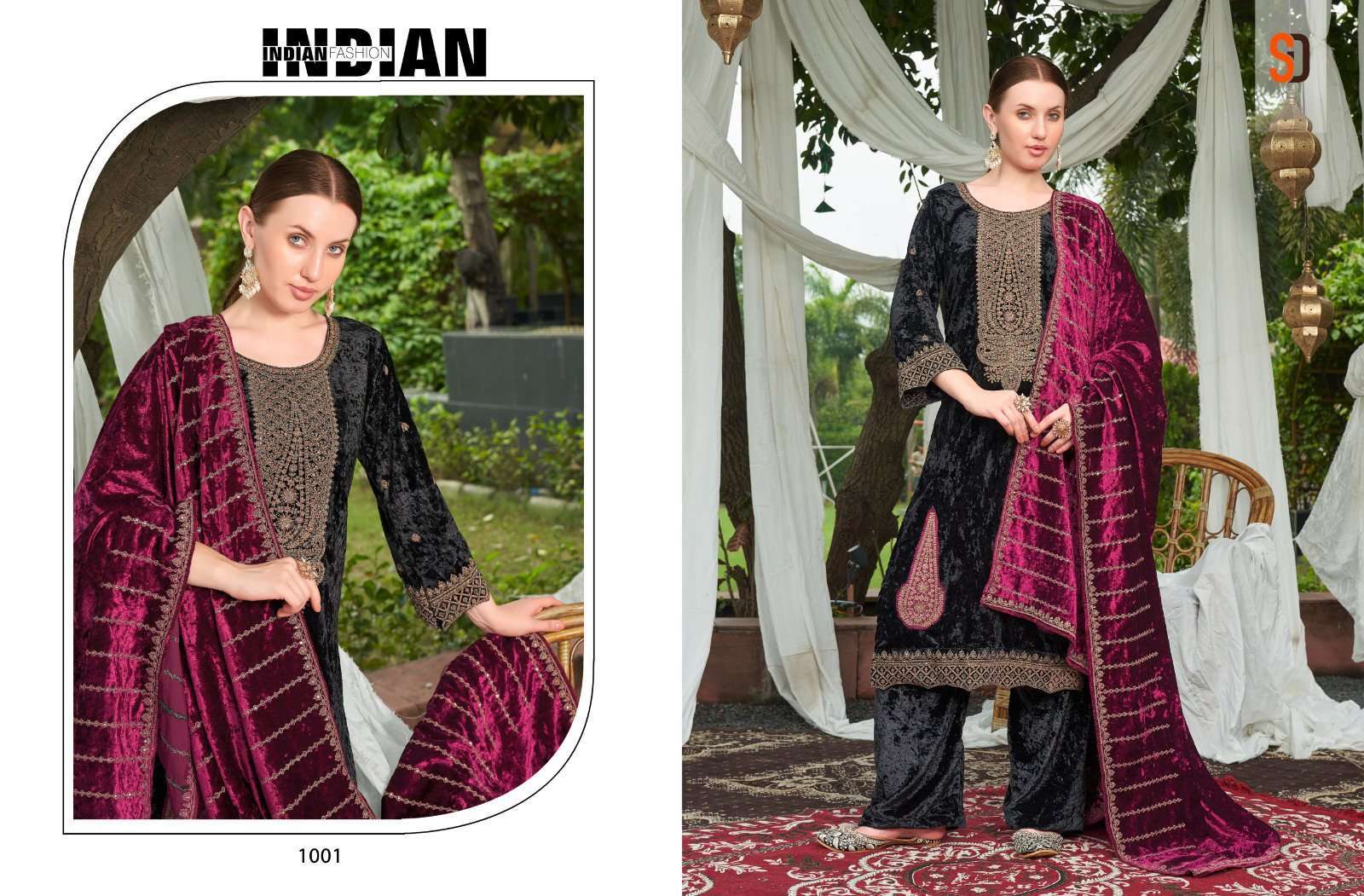 SHRADDHA BEGUM DESIGNER PURE VELVET SUIT CATALOG EXPORTER 2024