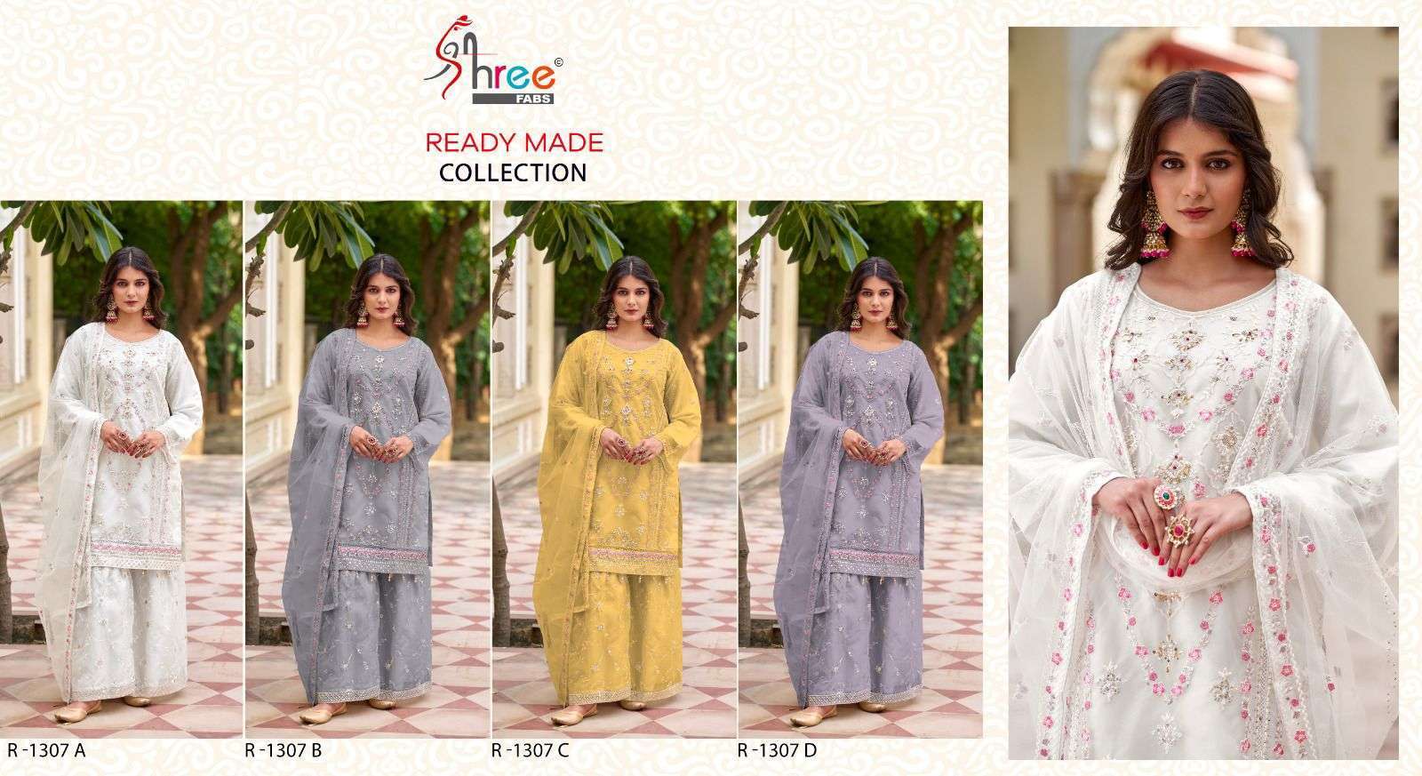 SHREE FAB R 1307 COLORS PAKISTANI READYMADE WEDDING WEAR SUIT COLLECTION WHOLESALE PRICE 