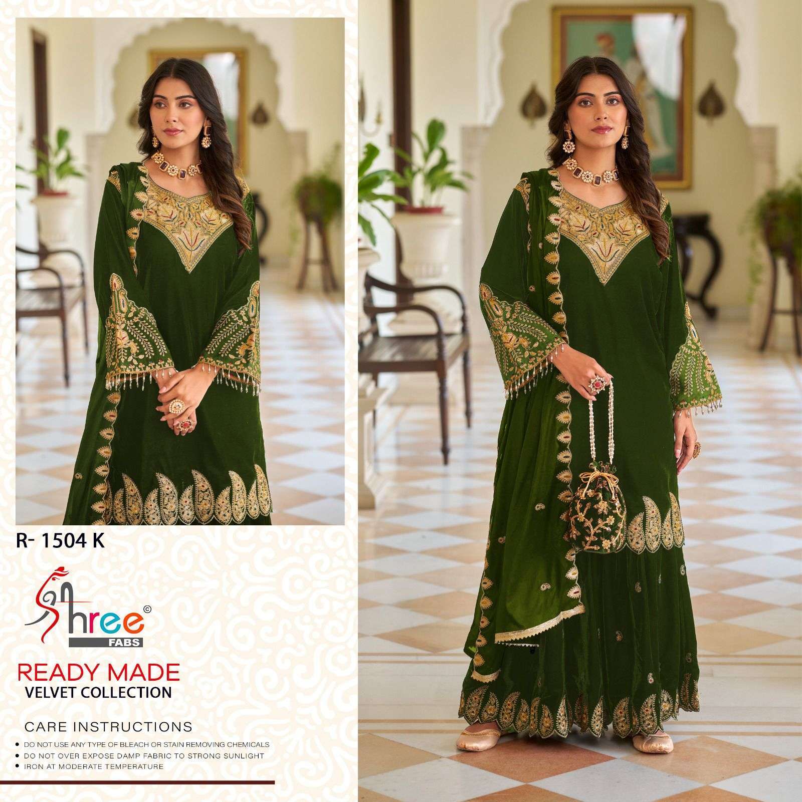 SHREE FAB R 1504 COLORS PARTYWEAR VELVET DRESS COLLECTION BEST RATE SUPPLIER 2024