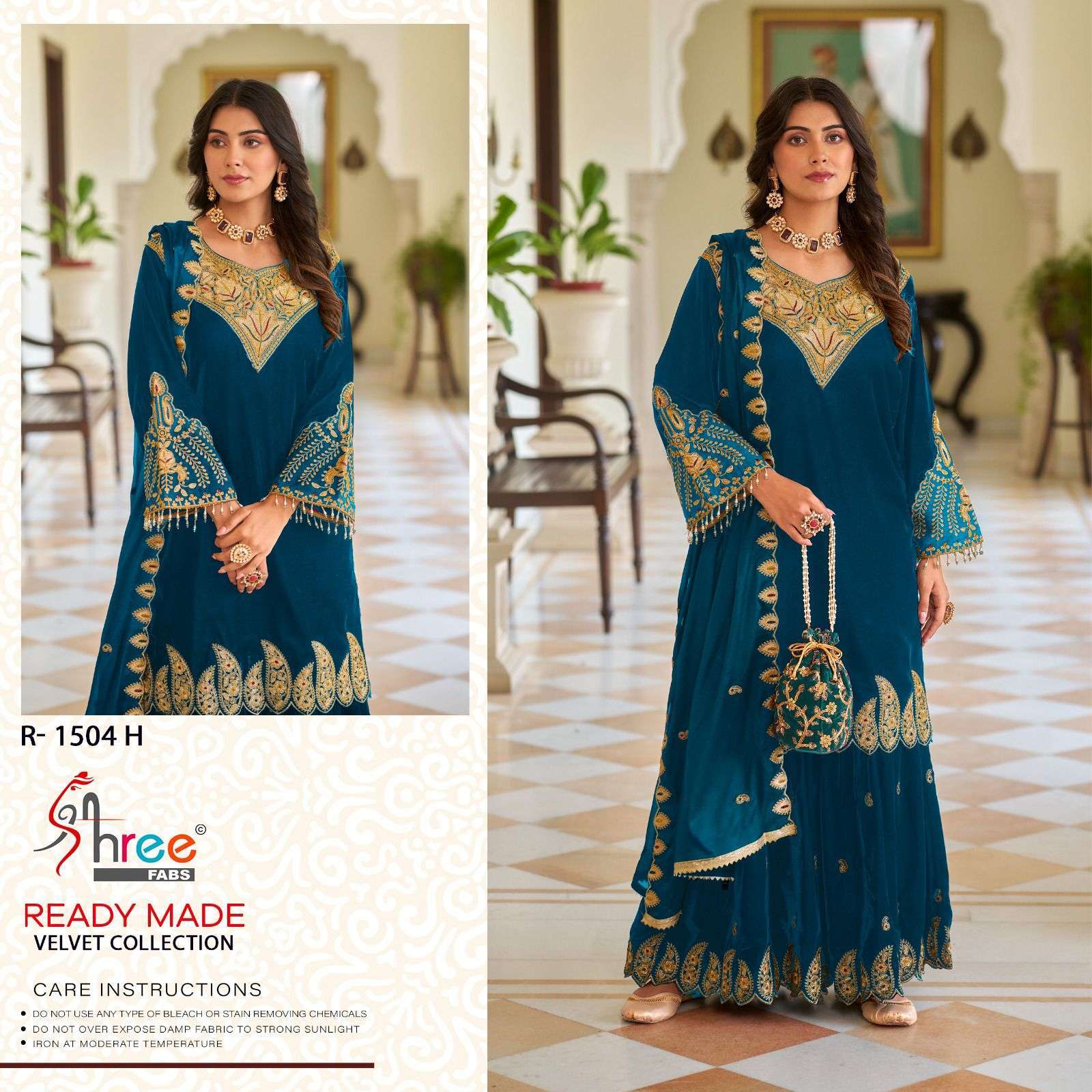 SHREE FAB R 1504 COLORS PARTYWEAR VELVET DRESS COLLECTION BEST RATE SUPPLIER 2024