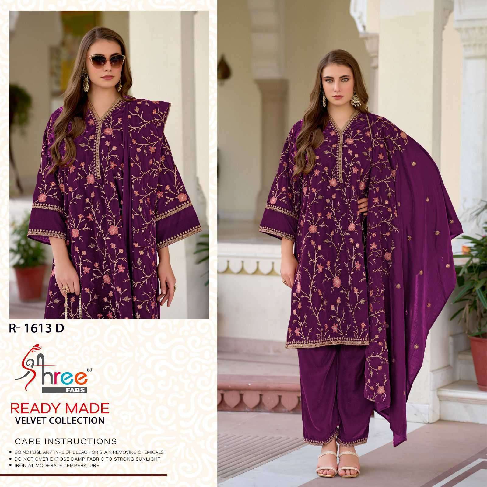 SHREE FAB R 1613 COLORS PAKISTANI READYMADE VELVET DRESS COLLECTION WHOLESALE PRICE 