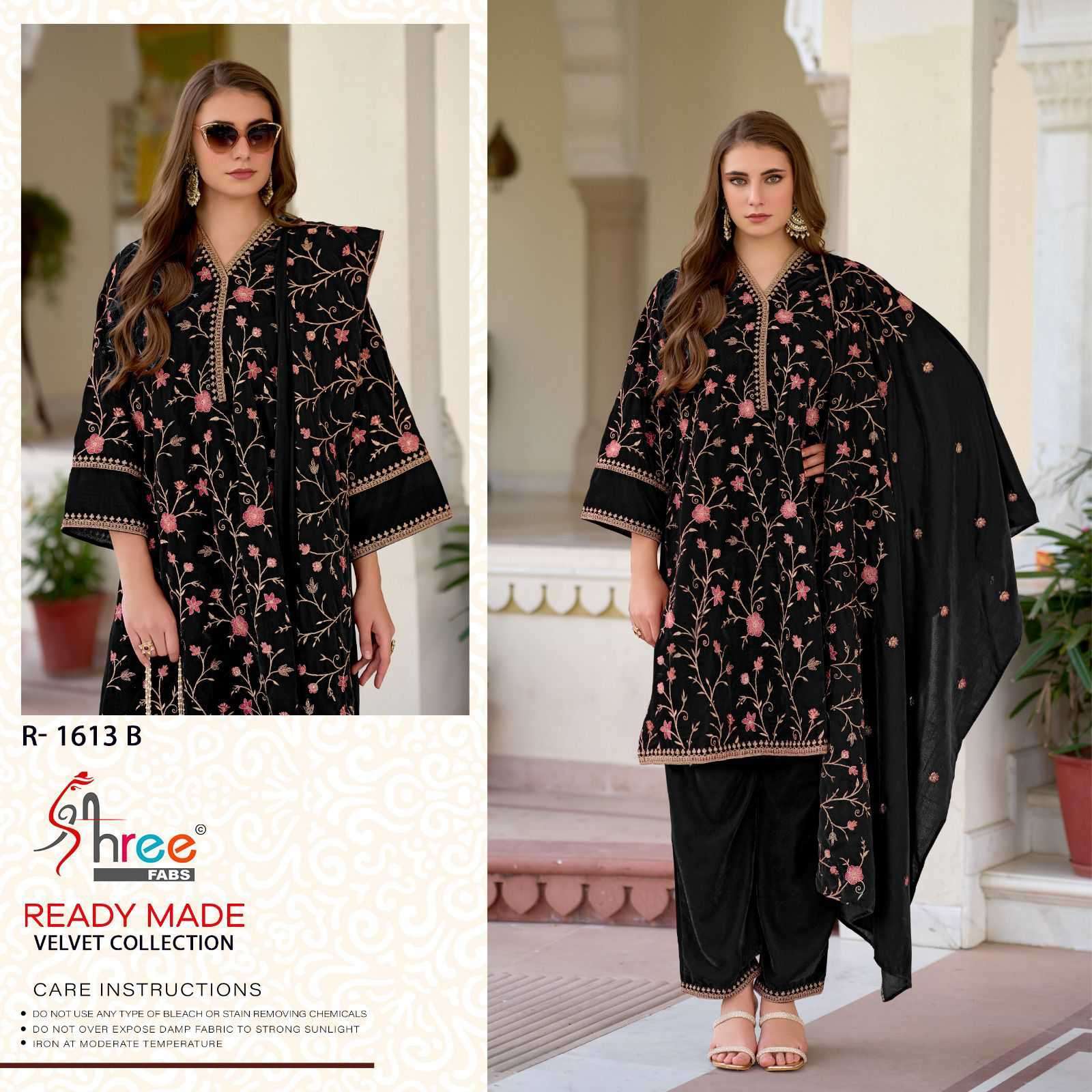 SHREE FAB R 1613 COLORS PAKISTANI READYMADE VELVET DRESS COLLECTION WHOLESALE PRICE 