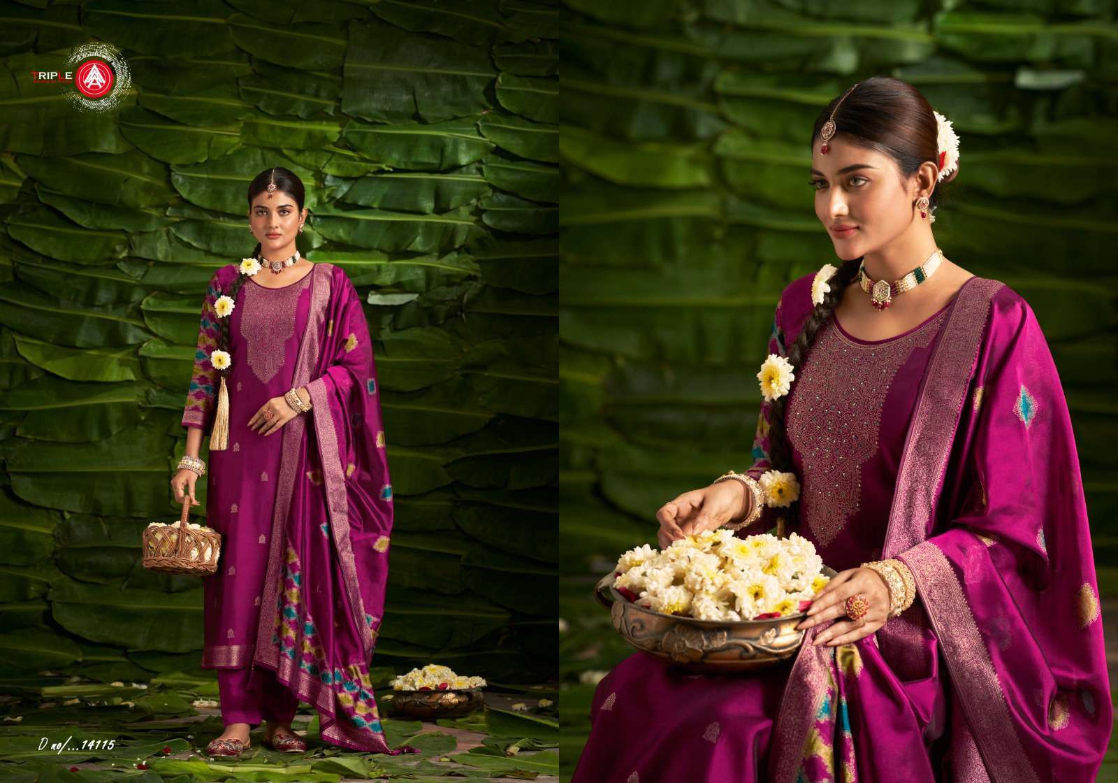 TRIPLE AAA SAPTRANG VISCOSE DESIGNER JACQUARD SUIT CATALOGUE 2024