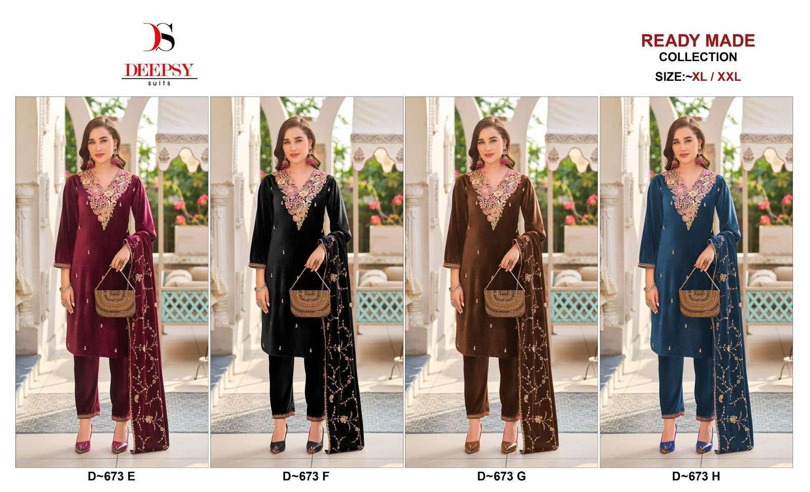DEEPSY D 673 COLORS READYMADE VELVET SUIT COLLECTION WHOLESALE PRICE 
