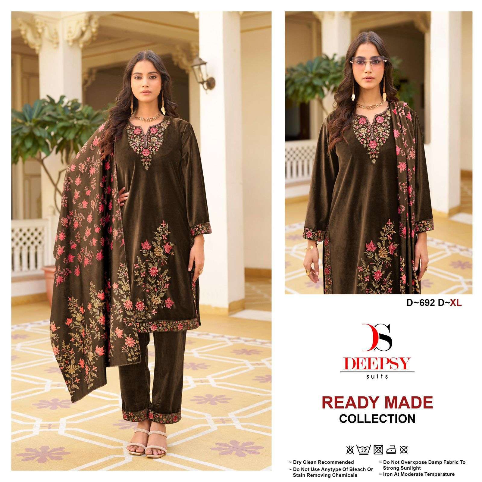 DEEPSY D 692 COLORS DESIGNER WORK VELVET READYMADE SUIT WHOLESALER BEST RATE 