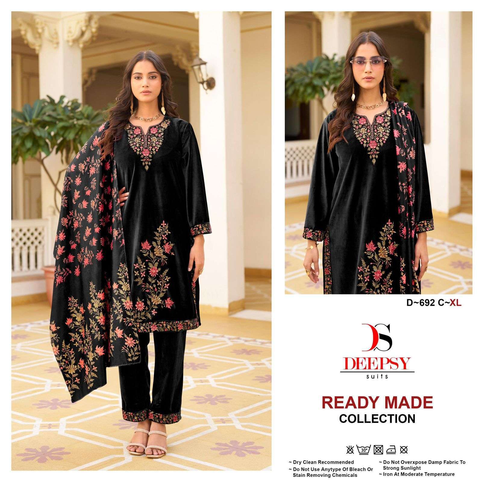 DEEPSY D 692 COLORS DESIGNER WORK VELVET READYMADE SUIT WHOLESALER BEST RATE 