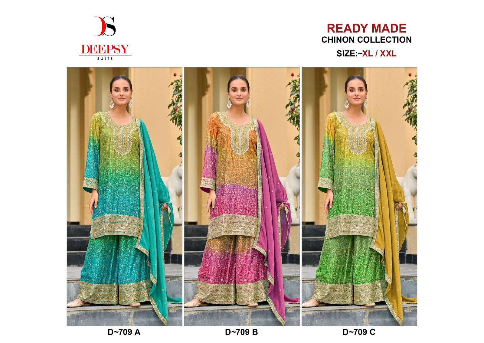DEEPSY D 709 COLORS DESIGNER PALAZOO SUIT CATALOG WHOLESALE PRICE 