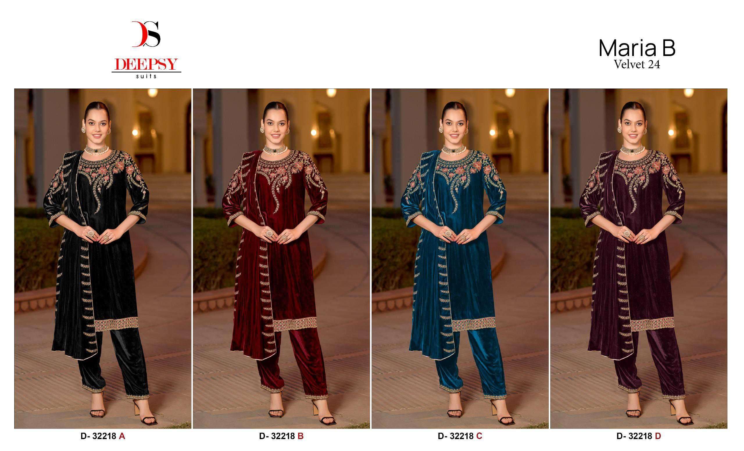 DEEPSY MARIA B VELVET 24 D 32218 COLOR PAKISTANI VELVET SUIT WHOLESALER 