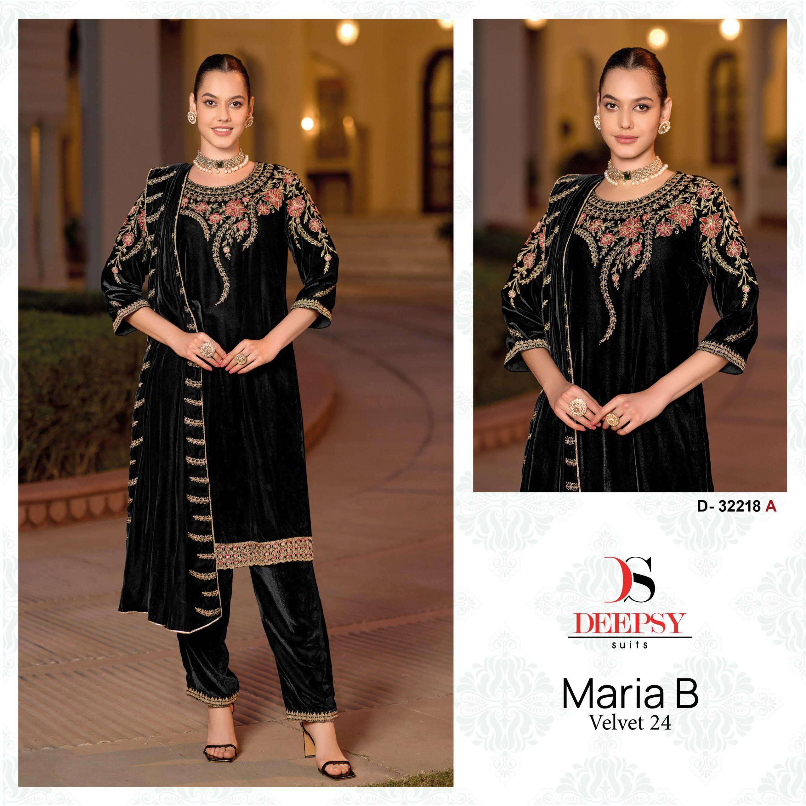 DEEPSY MARIA B VELVET 24 D 32218 COLOR PAKISTANI VELVET SUIT WHOLESALER 