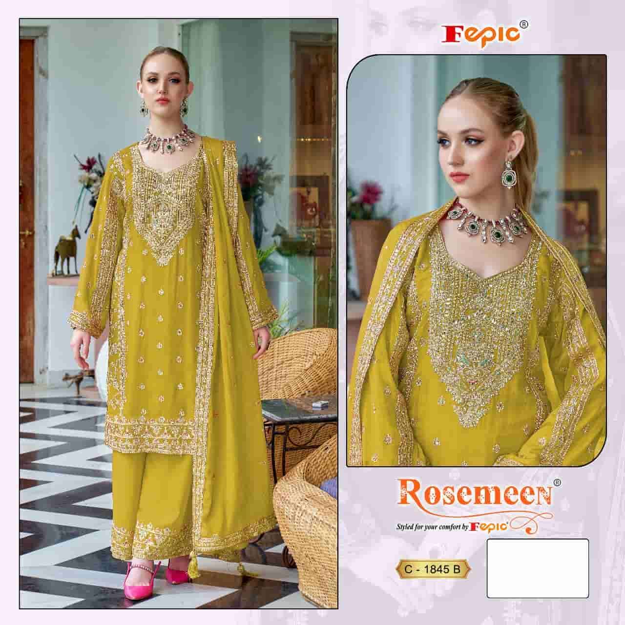 FEPIC C 1845 COLORS PAKISTANI CHINON EMBROIDERED SUIT WHOLESALER 
