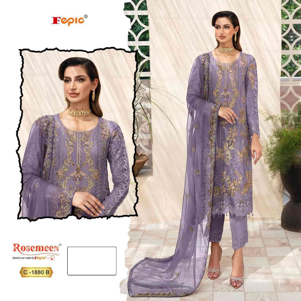 FEPIC C 1880 COLORS PAKISTANI DESIGNER ORGANZA EMBROIDERED SUIT WHOLESALER 