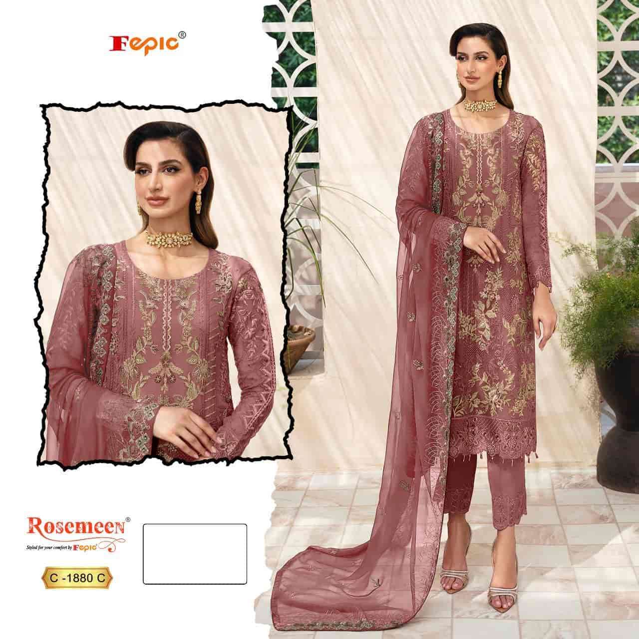 FEPIC C 1880 COLORS PAKISTANI DESIGNER ORGANZA EMBROIDERED SUIT WHOLESALER 