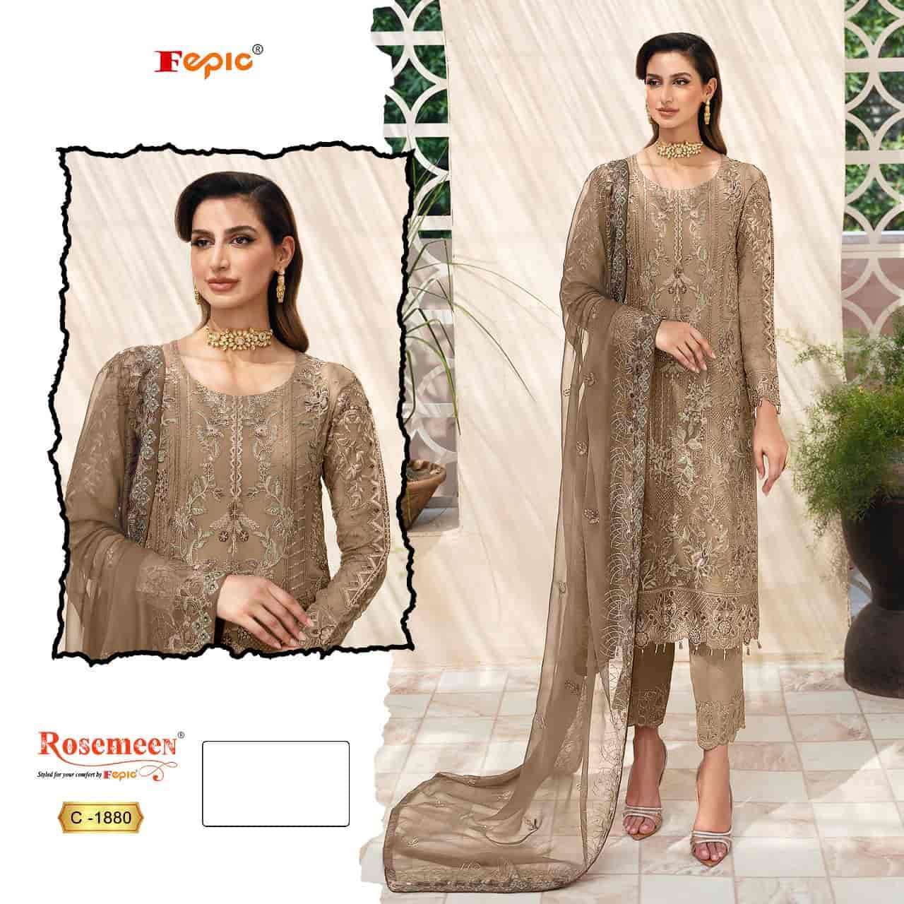 FEPIC C 1880 COLORS PAKISTANI DESIGNER ORGANZA EMBROIDERED SUIT WHOLESALER 