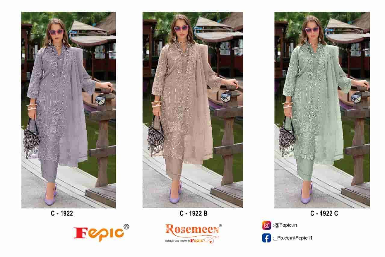 FEPIC C 1922 COLORS PAKISTANI ORGANZA EMBROIDERED SALWER SUIT COLLECTION WHOLESALE PRICE 