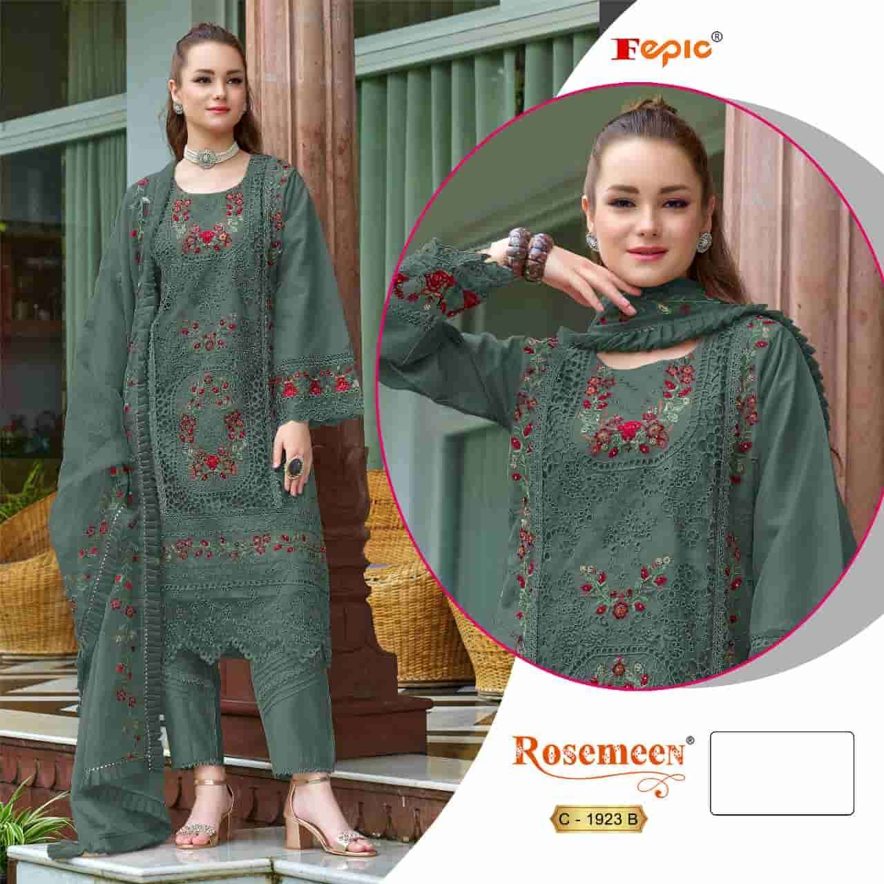 FEPIC C 1923 COLORS PAKISTANI STYLE ORGANZA EMBROIDERED SUIT WHOLESALER 