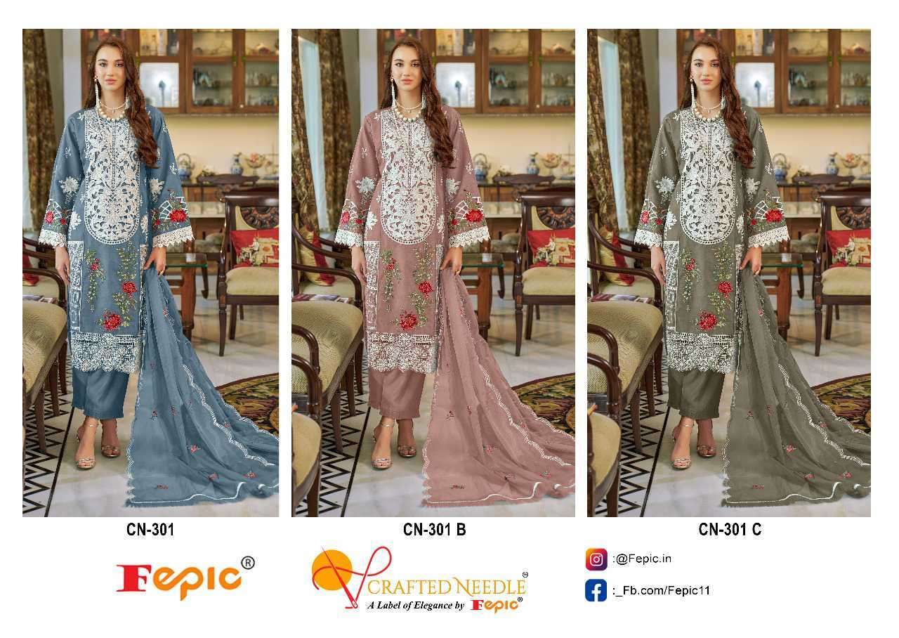 FEPIC CN 301 COLORS PAKISTANI READYMADE DESIGNER SUIT WHOLESALER
