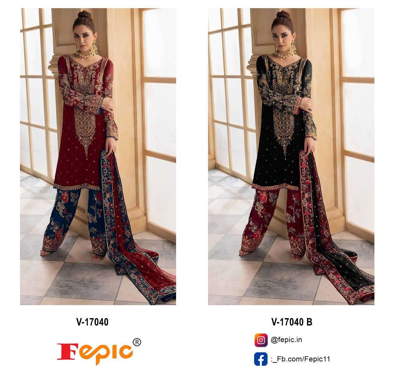 FEPIC V 17040 COLORS PAKISTANI VELVET DESIGNER SUIT CATALOG SUPPLIER IN SURAT 
