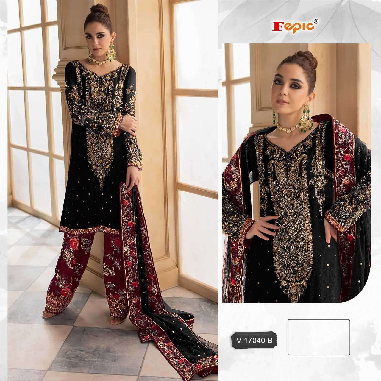 FEPIC V 17040 COLORS PAKISTANI VELVET DESIGNER SUIT CATALOG SUPPLIER IN SURAT 