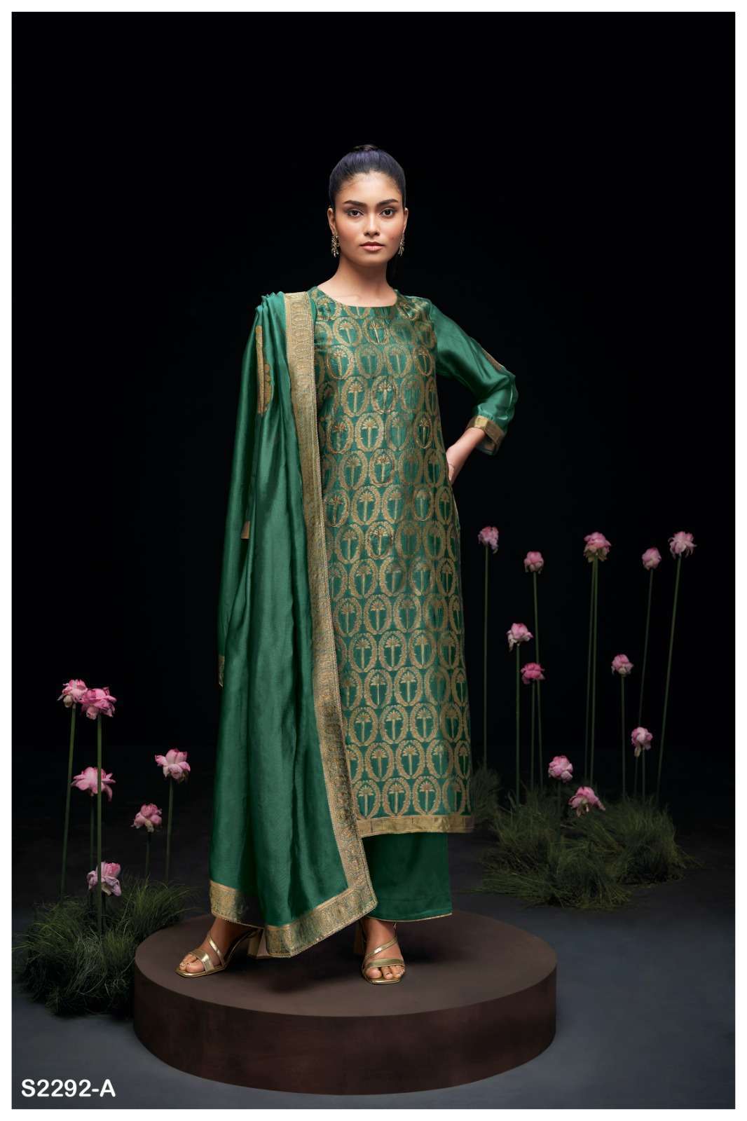 GANGA FASHION AYAKA 2292 HIT DESIGNER SILK LADIES SUIT CATALOGUE WHOLESALER 