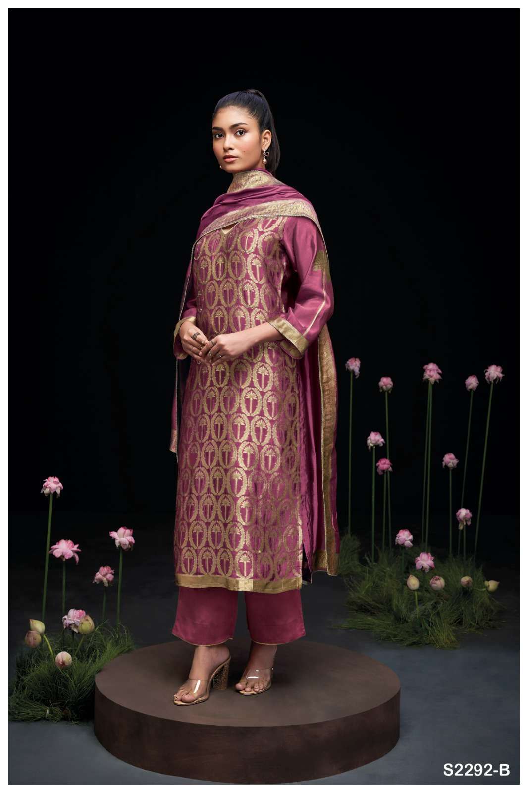 GANGA FASHION AYAKA 2292 HIT DESIGNER SILK LADIES SUIT CATALOGUE WHOLESALER 