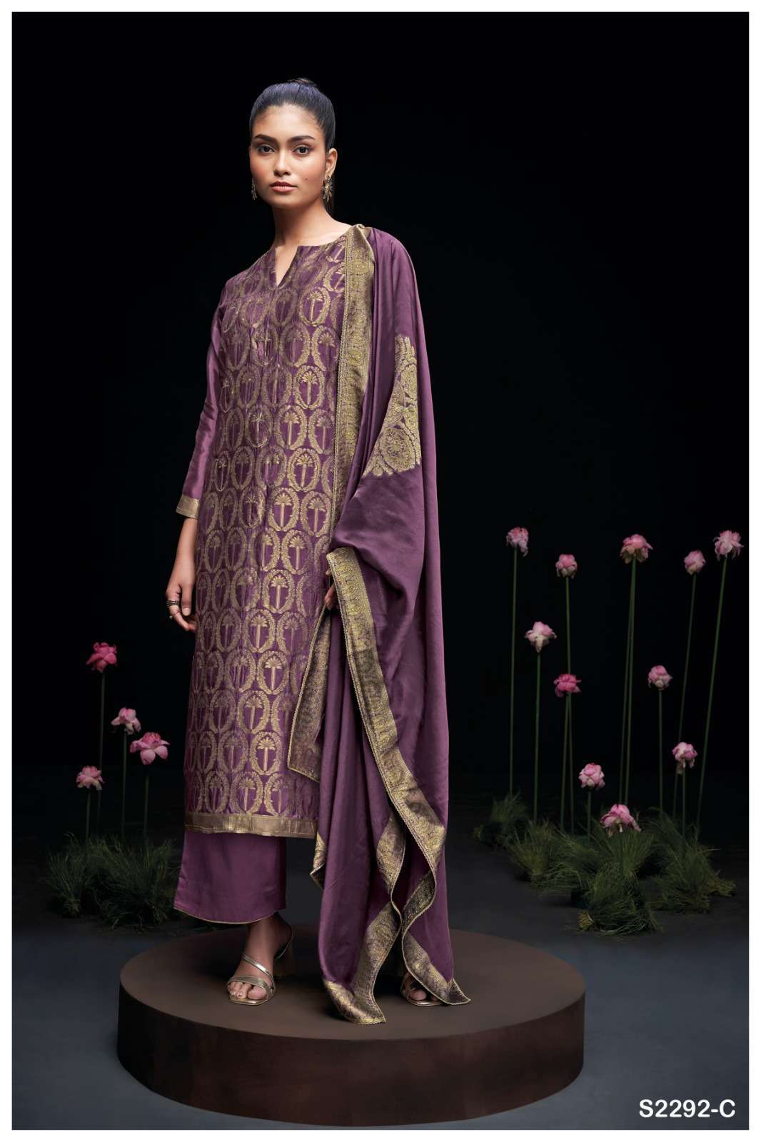 GANGA FASHION AYAKA 2292 HIT DESIGNER SILK LADIES SUIT CATALOGUE WHOLESALER 