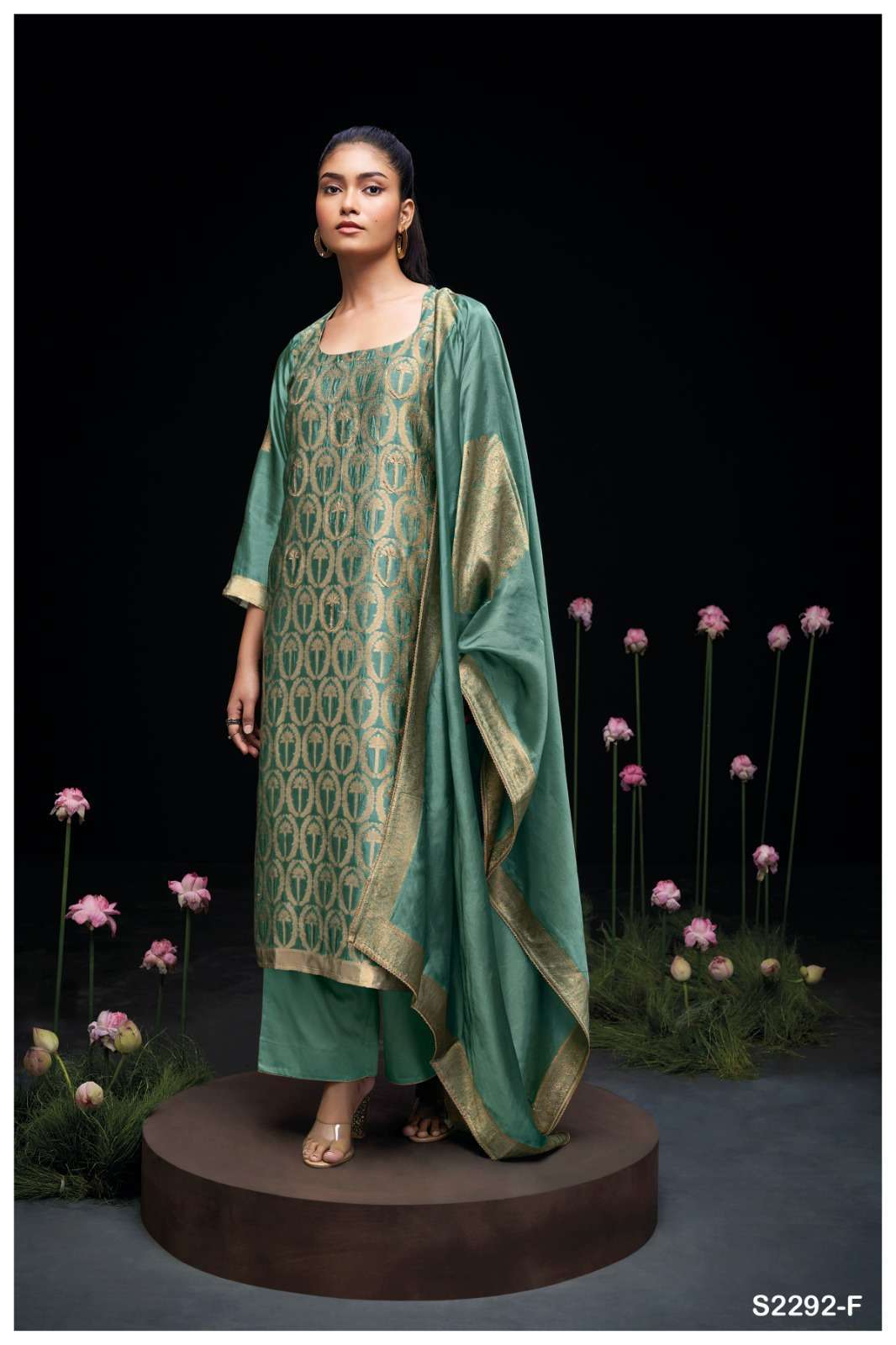 GANGA FASHION AYAKA 2292 HIT DESIGNER SILK LADIES SUIT CATALOGUE WHOLESALER 