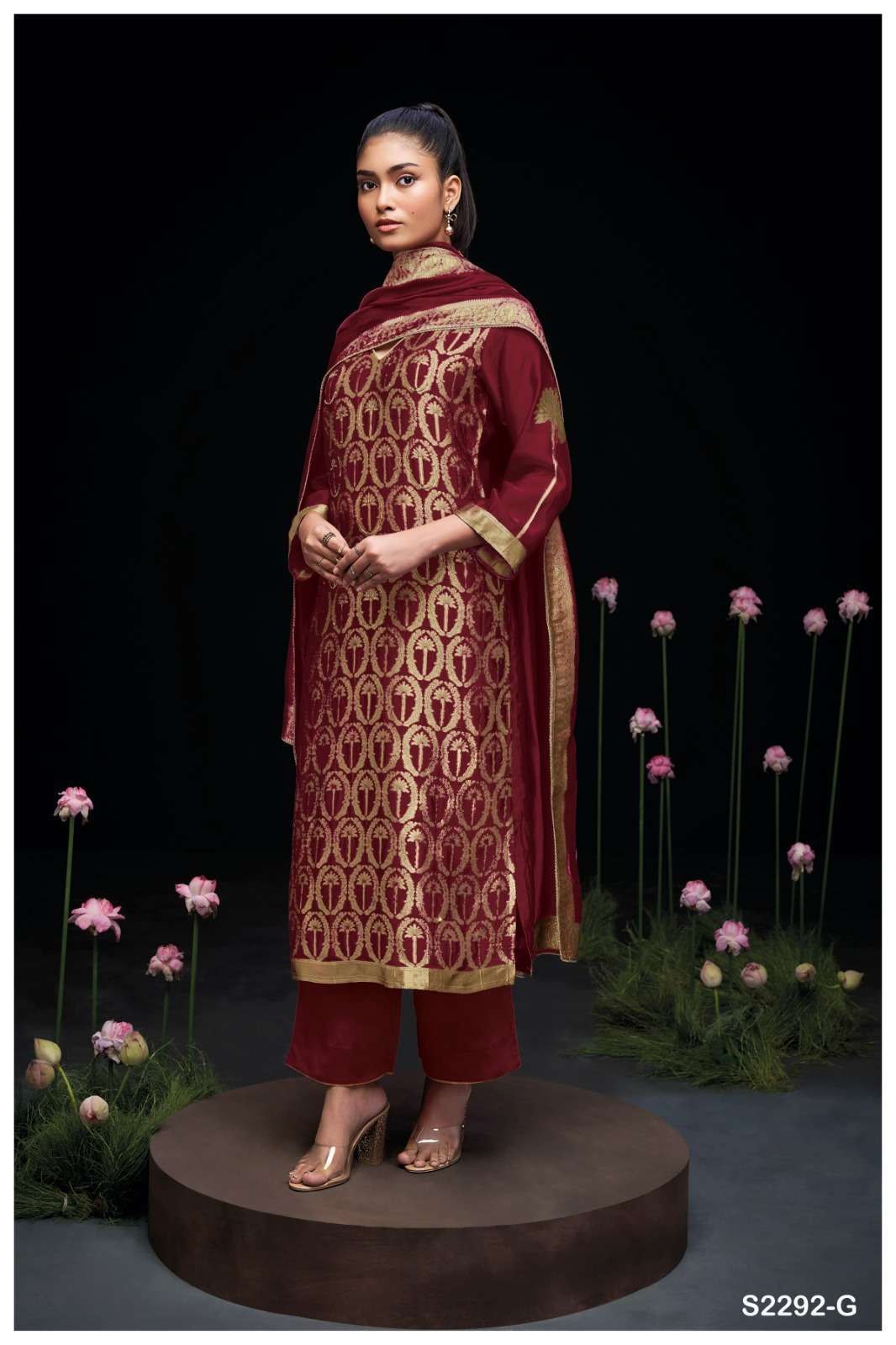 GANGA FASHION AYAKA 2292 HIT DESIGNER SILK LADIES SUIT CATALOGUE WHOLESALER 