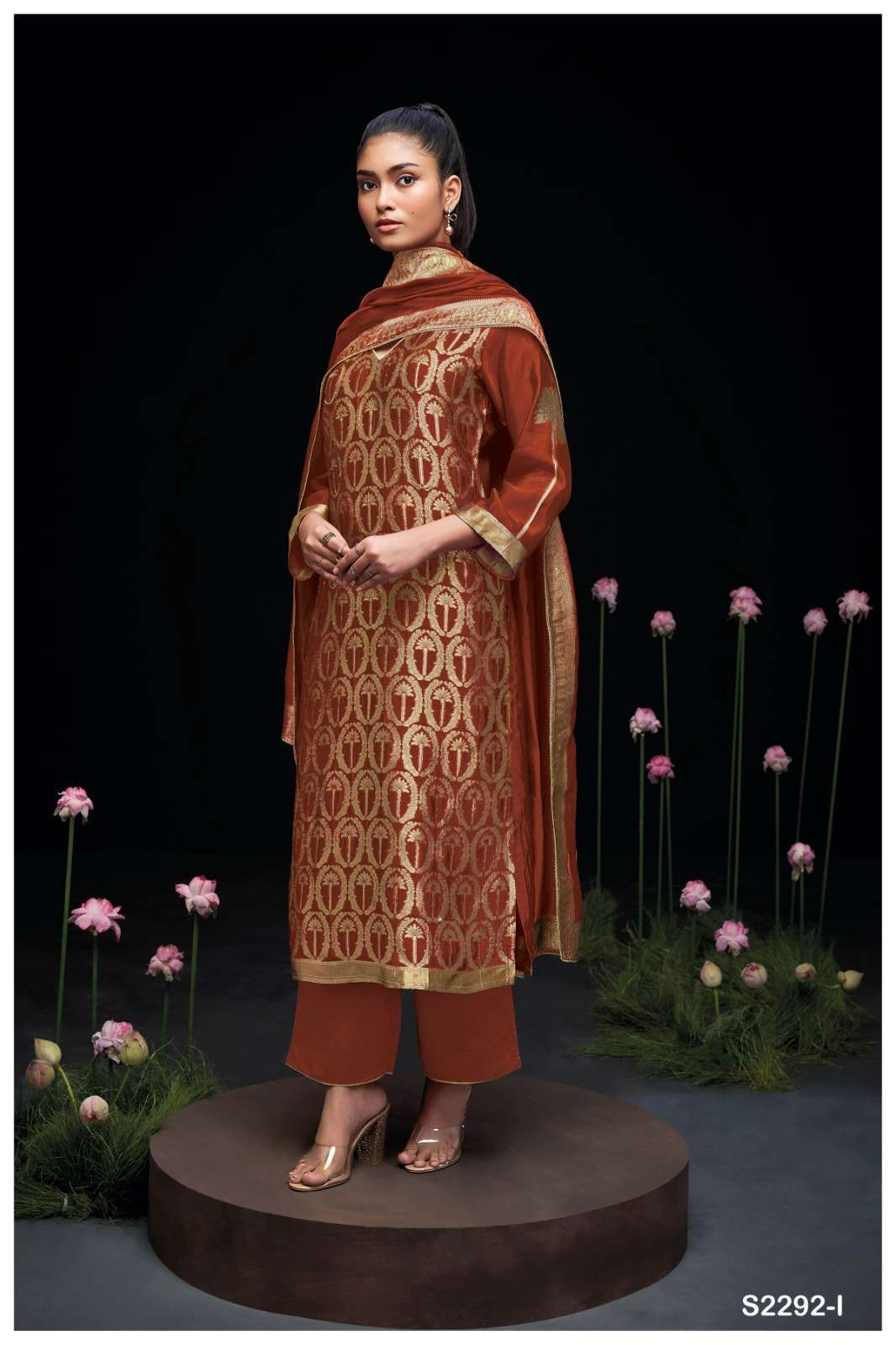 GANGA FASHION AYAKA 2292 HIT DESIGNER SILK LADIES SUIT CATALOGUE WHOLESALER 
