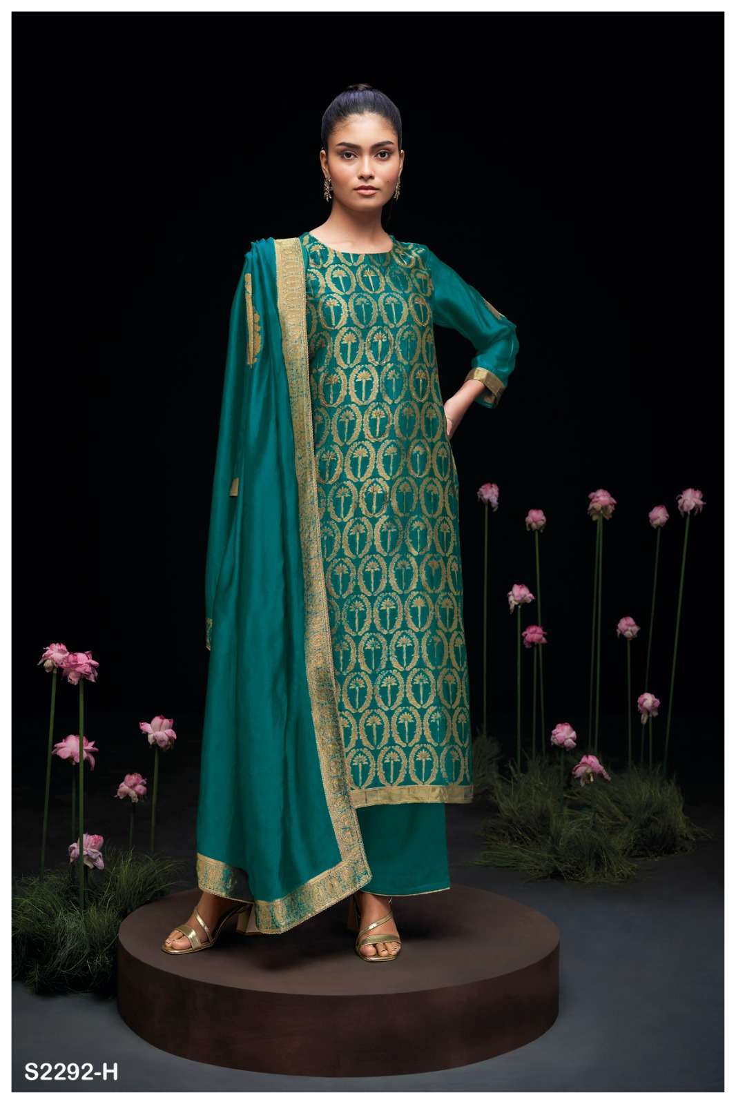 GANGA FASHION AYAKA 2292 HIT DESIGNER SILK LADIES SUIT CATALOGUE WHOLESALER 