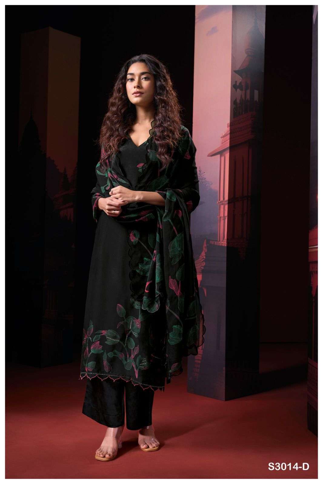 GANGA FASHION SHWE 3014 FANCY ORGANZA SILK LADIES SUIT CATALOG EXPORTER 2024