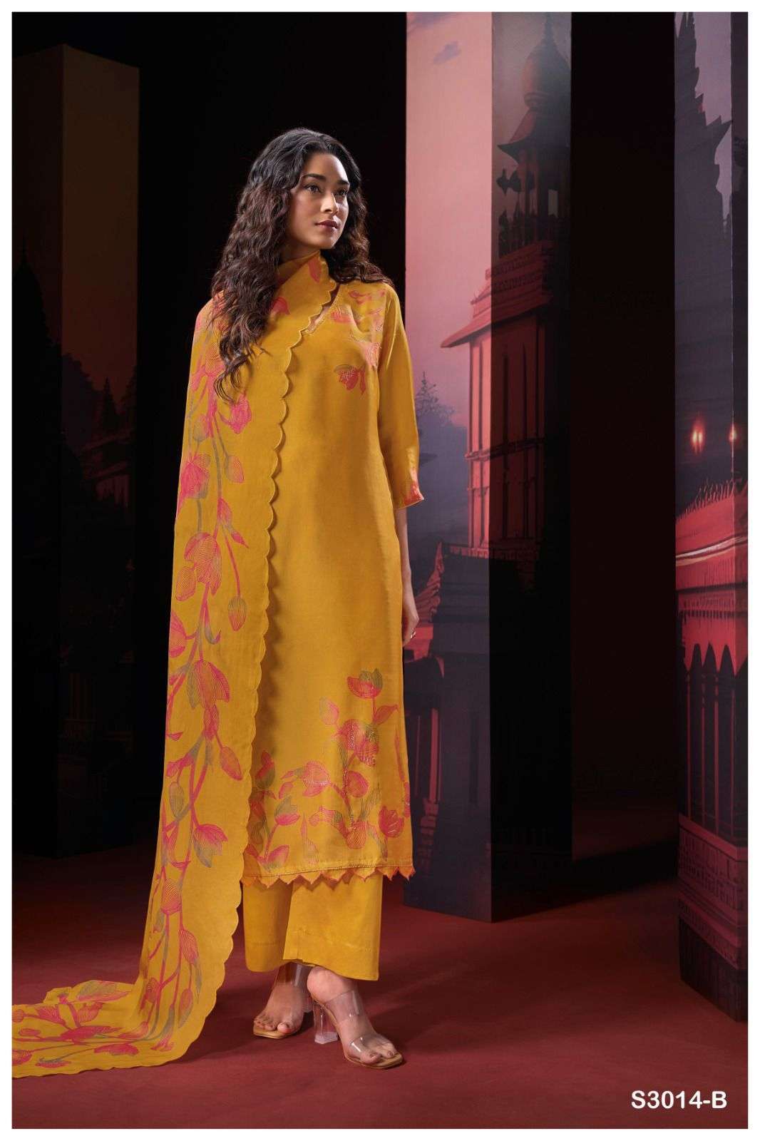 GANGA FASHION SHWE 3014 FANCY ORGANZA SILK LADIES SUIT CATALOG EXPORTER 2024