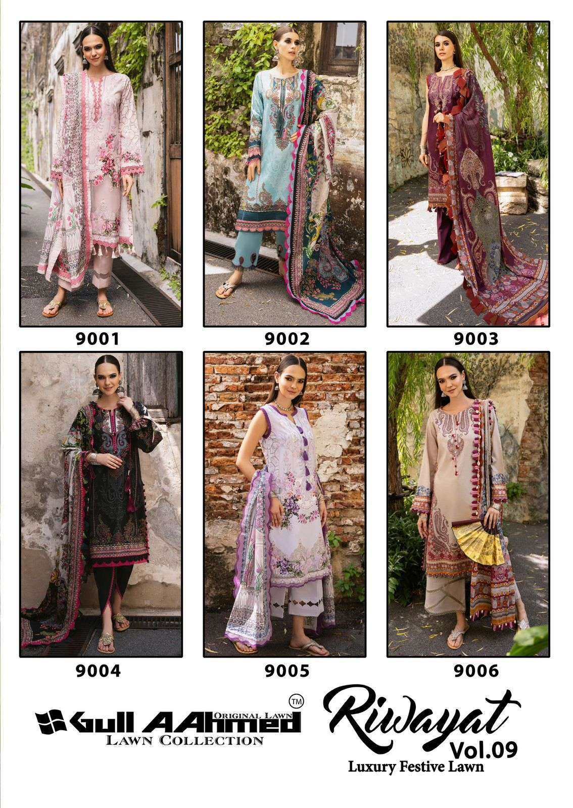 GUL AHMED RIWAYAT VOL 9 PURE LAWN KARACHI SUIT CATALOG EXPORTER 2024