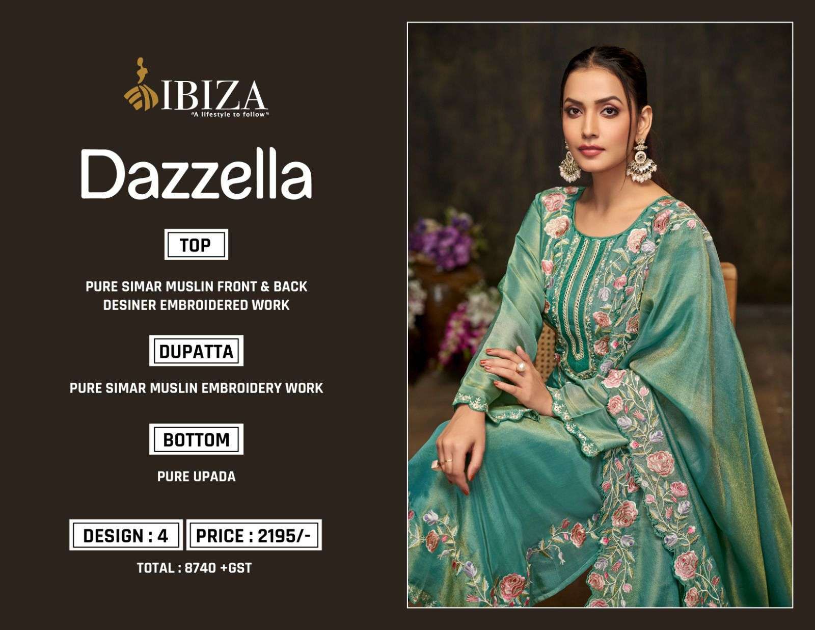 IBIZA DAZZELLA DESIGNER MUSLIN SUIT LATEST CATALOGUE WHOLESALER 