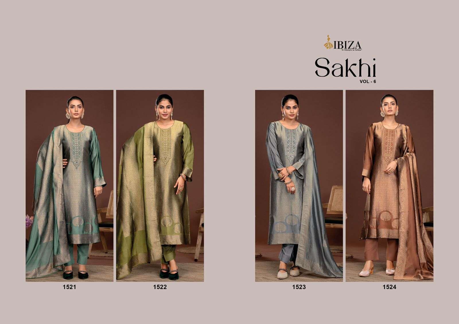 IBIZA SAKHI VOL 6 PARTYWEAR BENGLORY SILK SUIT CATALOG SUPPLIER 2024