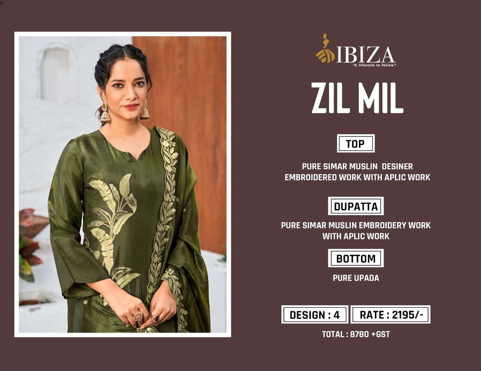 IBIZA ZIL MIL FANCY MUSLIN DESIGNER SUIT LATEST CATALOGUE WHOLESALE PRICE DEALER 