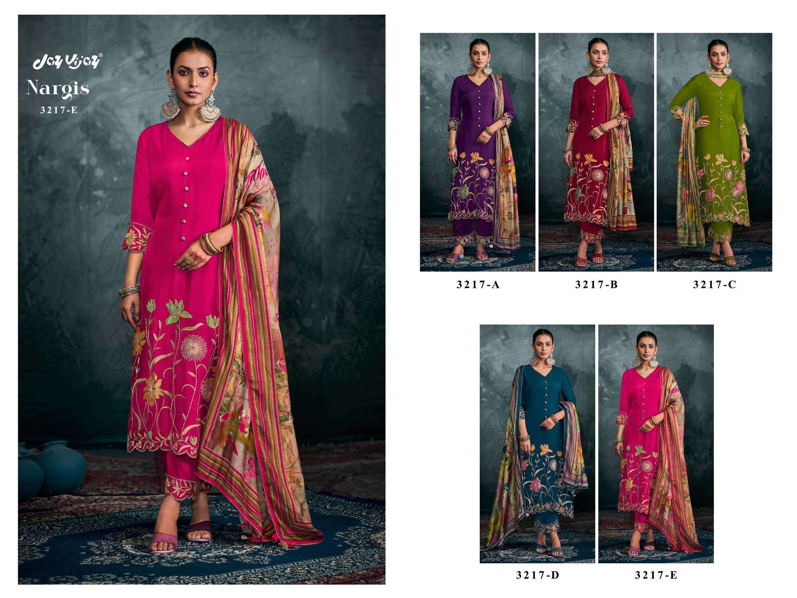 JAY VIJAY NARGIS 3217 FANCY DESIGNER SILK SUIT CATALOG EXPORTER 2024
