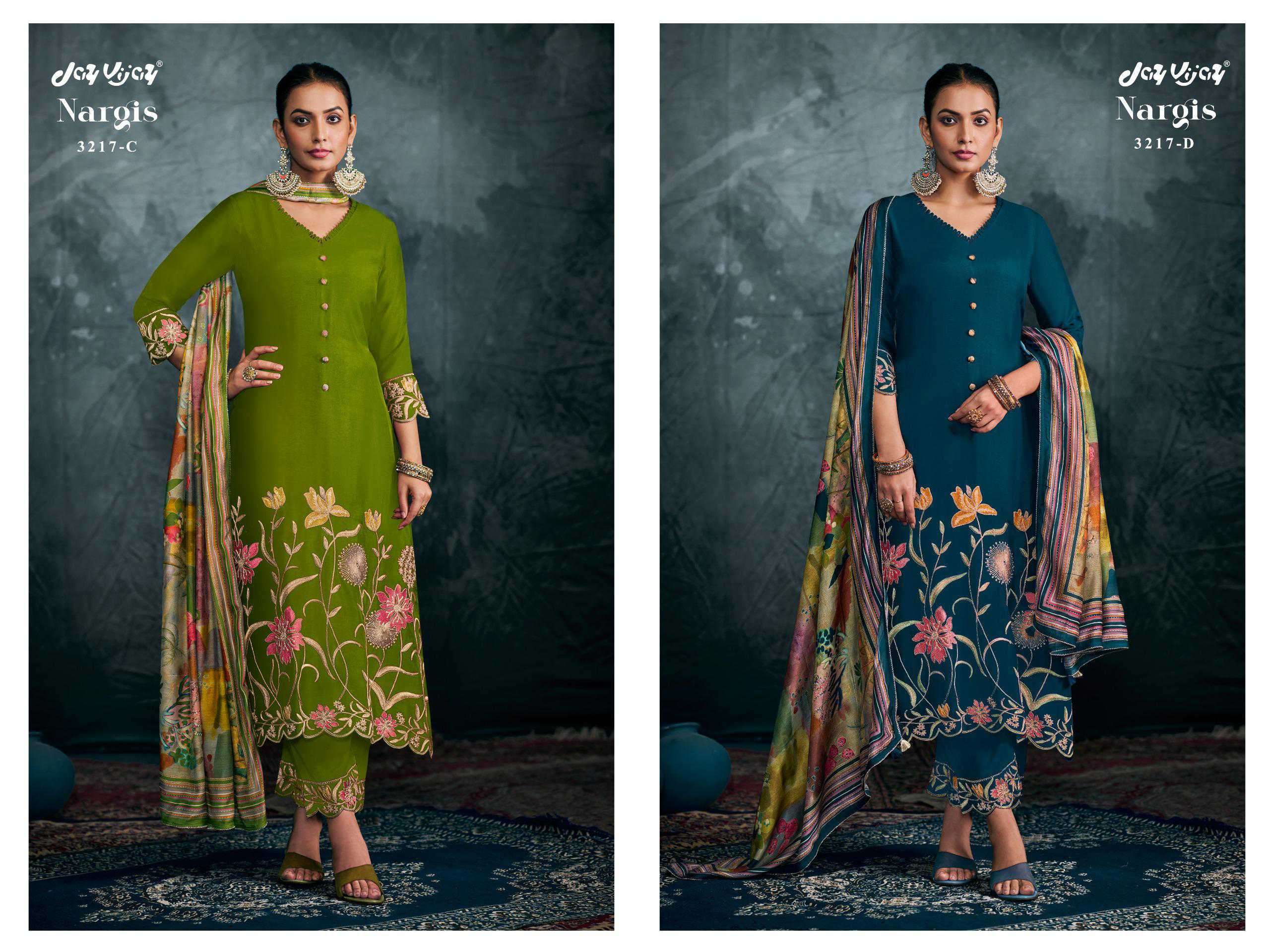 JAY VIJAY NARGIS 3217 FANCY DESIGNER SILK SUIT CATALOG EXPORTER 2024