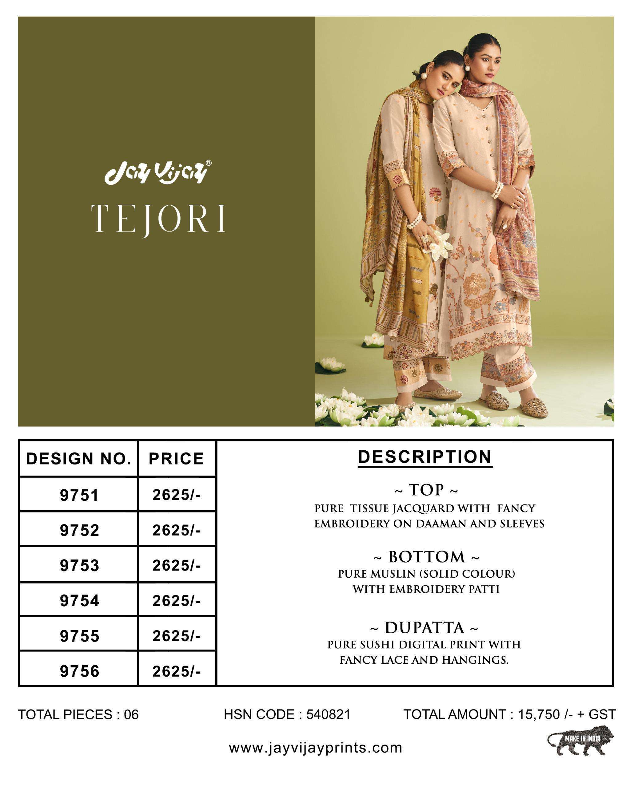 JAY VIJAY TEJORI DESIGNER JACQUARD SUIT CATALOG DEALER 2024