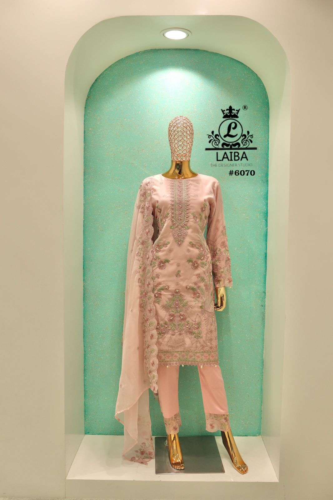 LAIBA 6070 READYMADE ORGANZA PAKISTANI SUIT CATALOG DEALER 2024