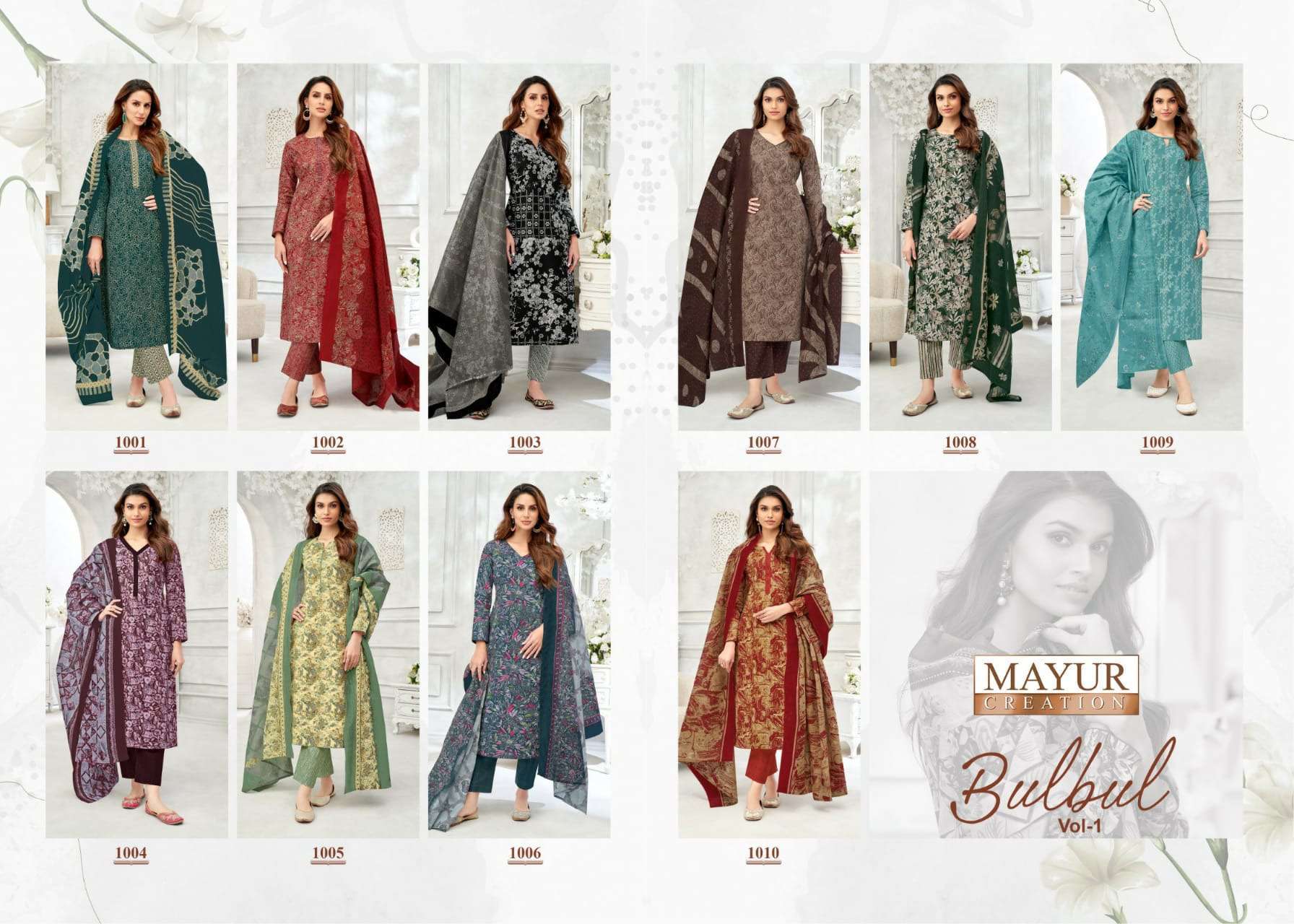 MAYUR CREATION BULBUL VOL 1 PRINTED COTTON DRESS MATERIAL CATALOG EXPORTER 2024