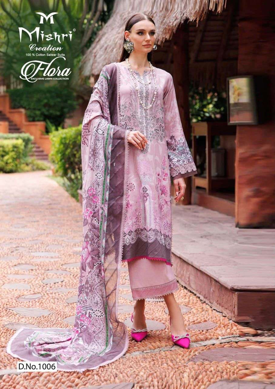 MISHRI FLORA VOL 1 PURE LAWN COTTON PRINTED SUIT CATALOG WHOLESALER 