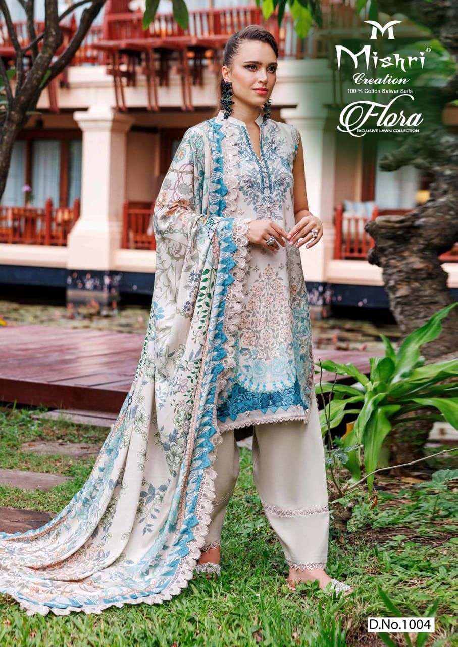 MISHRI FLORA VOL 1 PURE LAWN COTTON PRINTED SUIT CATALOG WHOLESALER 