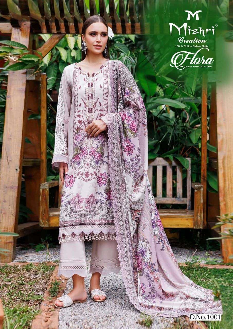 MISHRI FLORA VOL 1 PURE LAWN COTTON PRINTED SUIT CATALOG WHOLESALER 