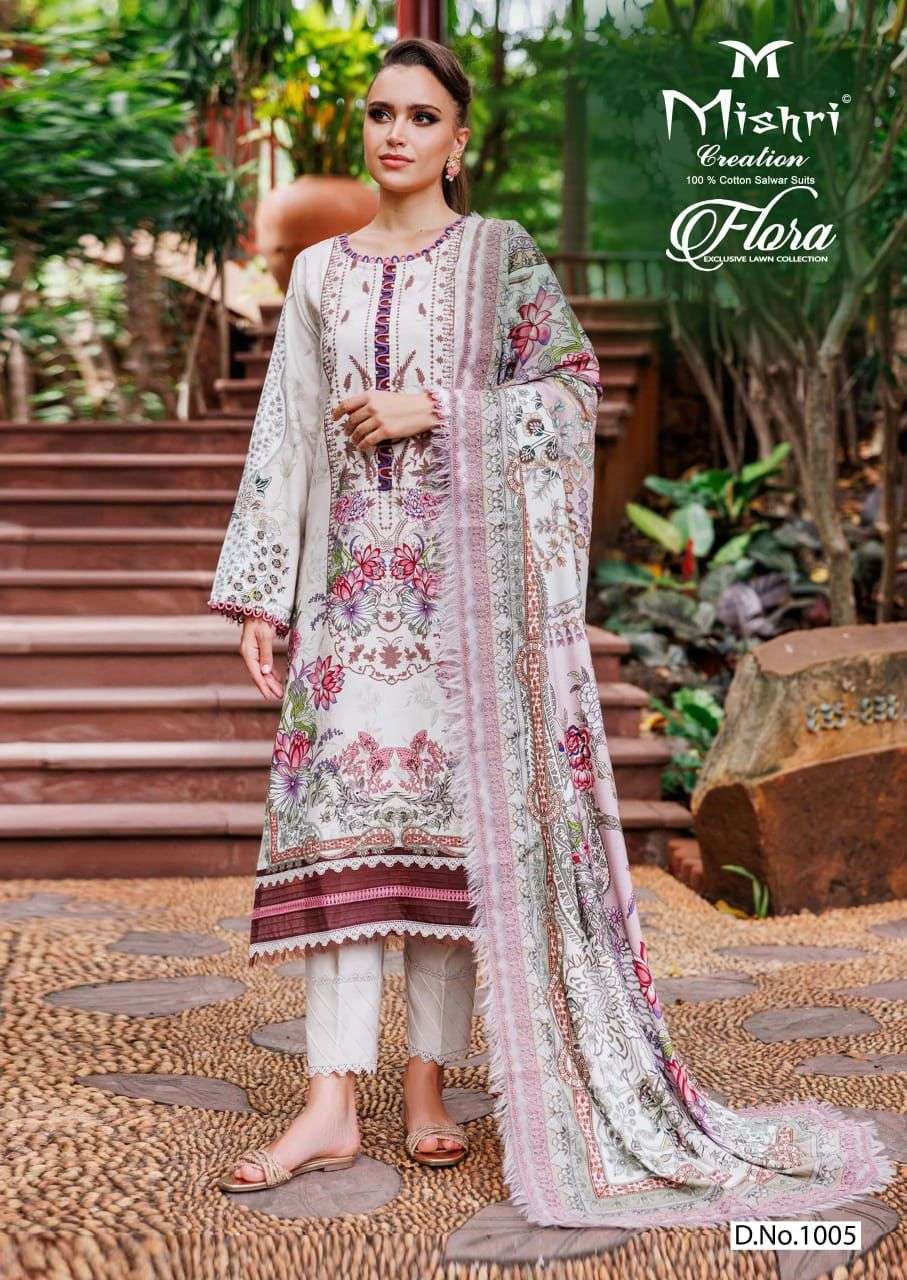 MISHRI FLORA VOL 1 PURE LAWN COTTON PRINTED SUIT CATALOG WHOLESALER 