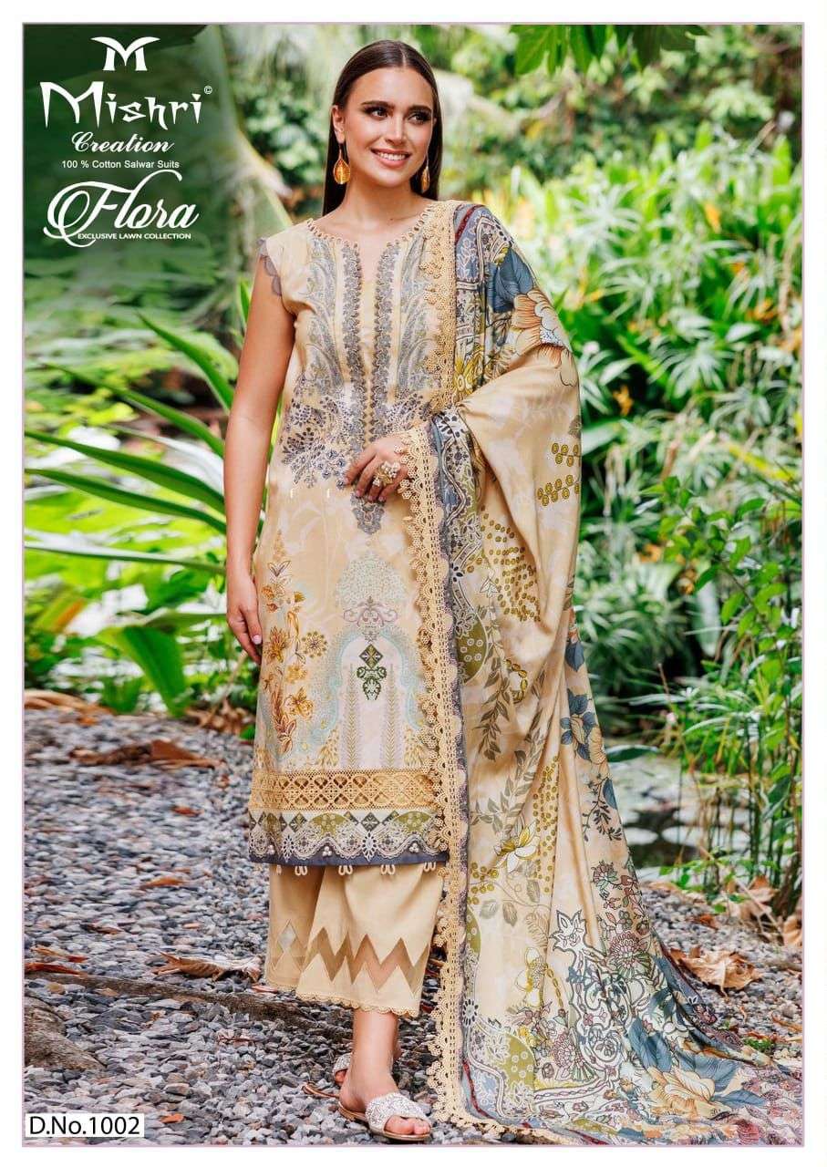 MISHRI FLORA VOL 1 PURE LAWN COTTON PRINTED SUIT CATALOG WHOLESALER 