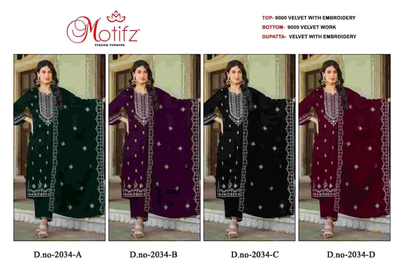 MOTIFZ 2034 COLORS PAKSTANI WEAR STYLE DESIGNER VELVET SUIT WHOLESALER 