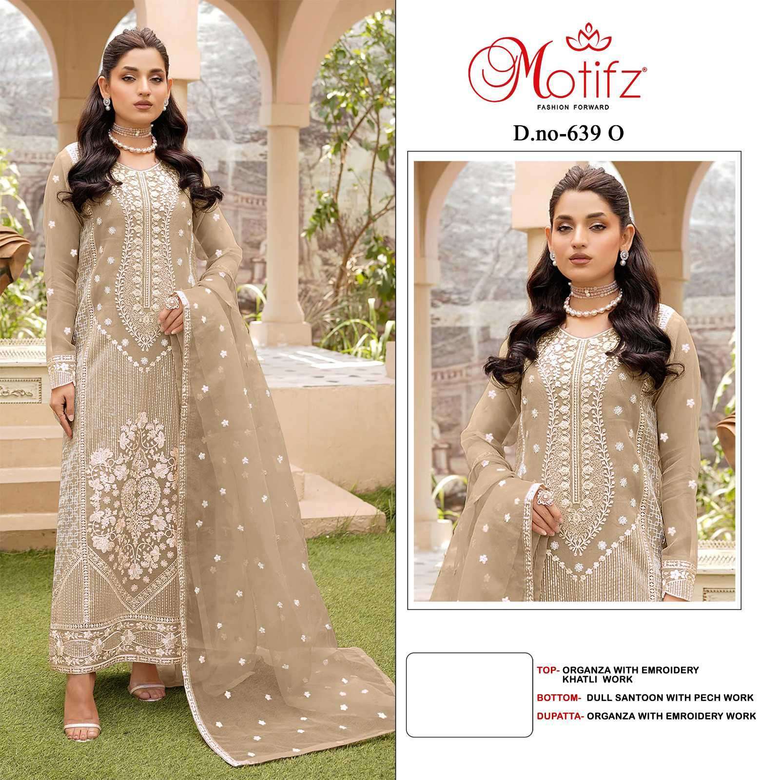 MOTIFZ D 639 COLORS VOL 2 HEAY EMBROIDERY ORGANZA PAKISTANI DRESS SUPPLIER 