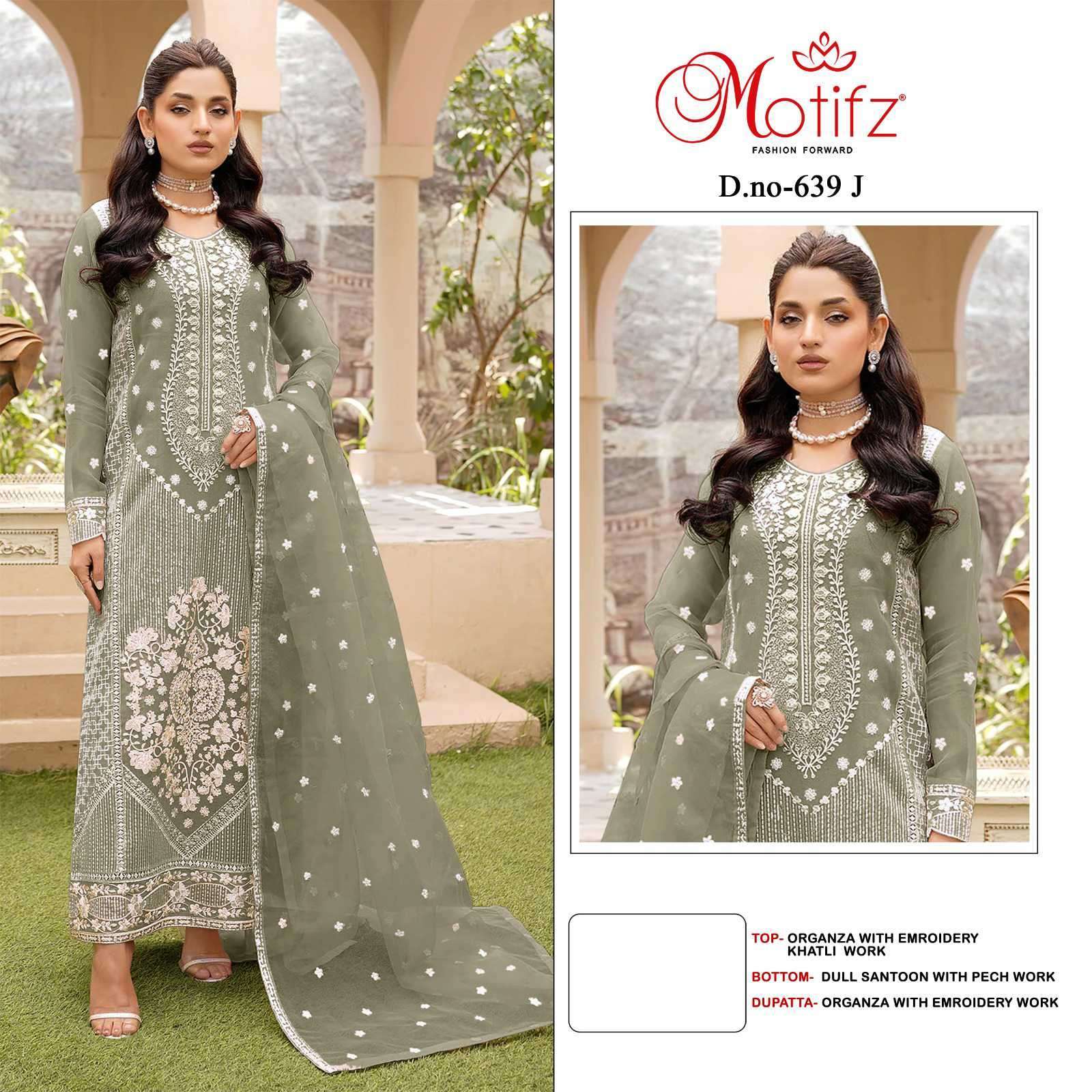 MOTIFZ D 639 COLORS VOL 2 HEAY EMBROIDERY ORGANZA PAKISTANI DRESS SUPPLIER 