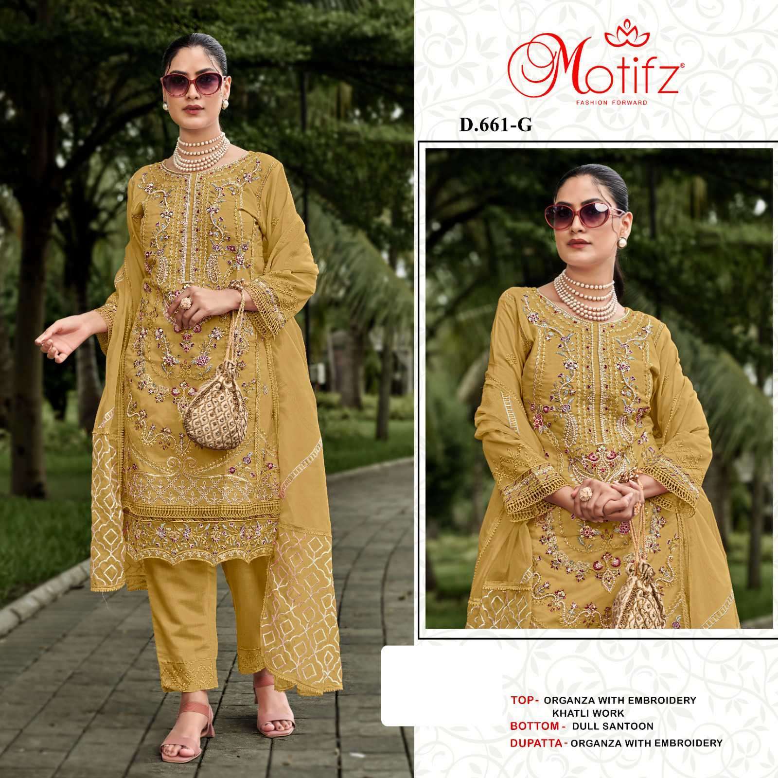 MOTIFZ D 661 COLORS VOL 2 PAKISTANI ORGANZA SUIT CATALOG WHOLESALER 